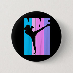 Meisjes 9e Kickboksen Verjaardag Kickbokser Meisje Ronde Button 5,7 Cm