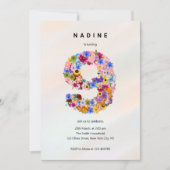 Meisjes 9e Verjaardag Negende Verjaardag Bloemenfe Kaart (Voorkant)