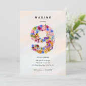 Meisjes 9e Verjaardag Negende Verjaardag Bloemenfe Kaart (Staand voorkant)