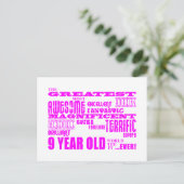 Meisjes 9e verjaardag: Roze de grootste 9 jaar oud Briefkaart (Staand voorkant)
