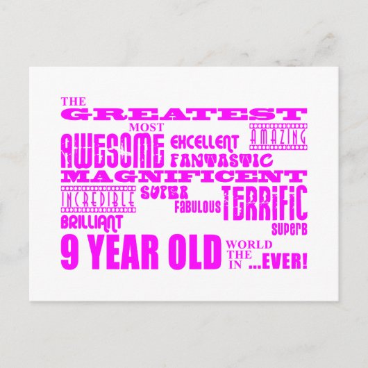 Meisjes 9e verjaardag: Roze de grootste 9 jaar oud Briefkaart (Voorkant)