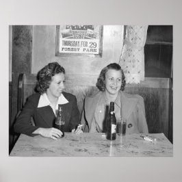 Meisjes aan de Bar, 1940. Oude foto Poster
