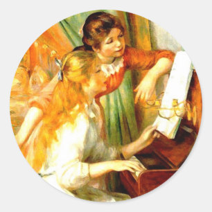 Meisjes aan de Piano-Sticker Ronde Sticker