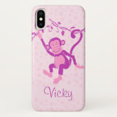 Meisjes aap paars en roze naam iphone case (Achterkant)