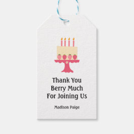 Meisjes Aardbei Roze Meisjes Verjaardag Dank u Cadeaulabel