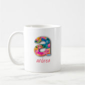 Meisjes Abstract Roze en Geel Letter A Koffiemok (Links)