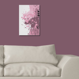 Meisjes Abstract roze en witte platter Poster