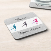 Meisjes Afbeelding Skater/Ice Skating Personalized Bier Onderzetter (Linkerzijde)