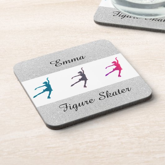 Meisjes Afbeelding Skater/Ice Skating Personalized Bier Onderzetter (Linkerzijde)