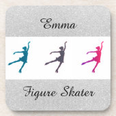 Meisjes Afbeelding Skater/Ice Skating Personalized Bier Onderzetter (Voorkant)