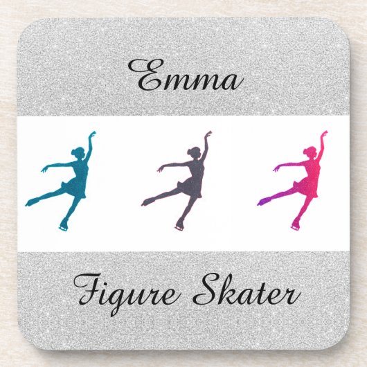 Meisjes Afbeelding Skater/Ice Skating Personalized Bier Onderzetter (Voorkant)