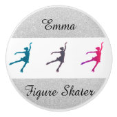 Meisjes Afbeelding Skater/Ice Skating Personalized Keramische Knop (Voorkant)
