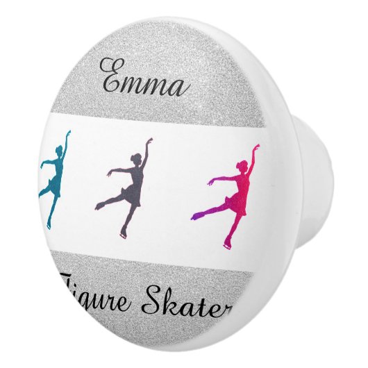 Meisjes Afbeelding Skater/Ice Skating Personalized Keramische Knop (Rechts)