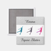 Meisjes Afbeelding Skater/Ice Skating Personalized Magneet (Voorkant / Achterkant)