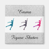 Meisjes Afbeelding Skater/Ice Skating Personalized Magneet (Voorkant)