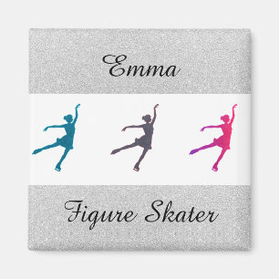 Meisjes Afbeelding Skater/Ice Skating Personalized Magneet