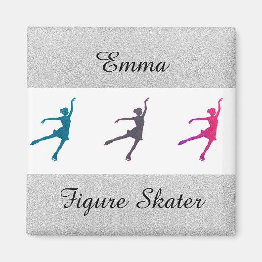 Meisjes Afbeelding Skater/Ice Skating Personalized Magneet (Voorkant)