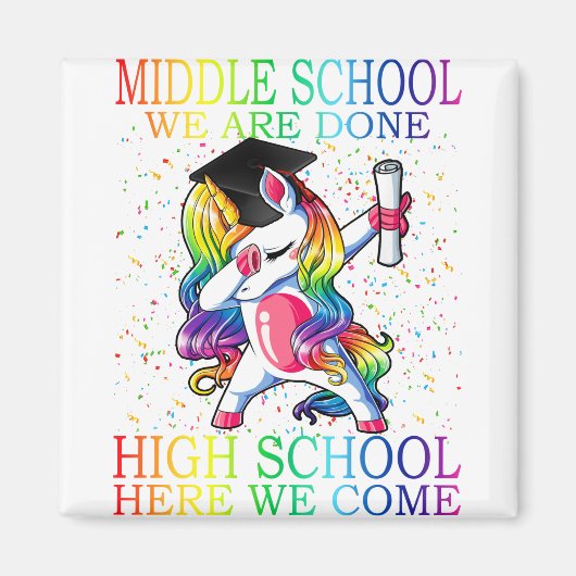 Meisjes Afstuderen middelbare school Magical Unico Magneet (Voorkant)