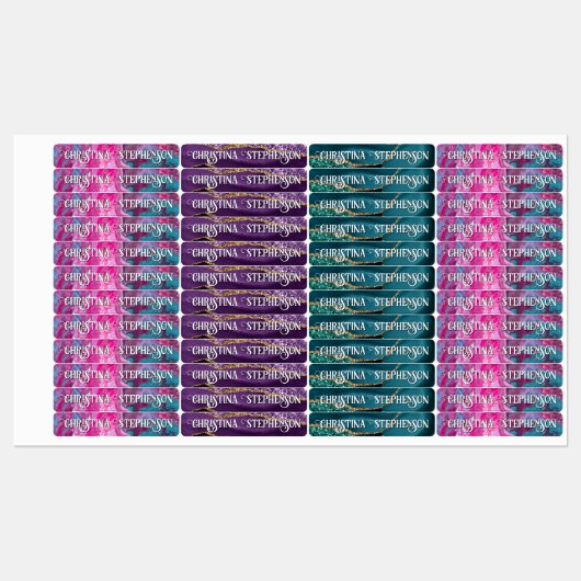 Meisjes Agate Marmeren School Naam Kinderopvang Labels (Vel)