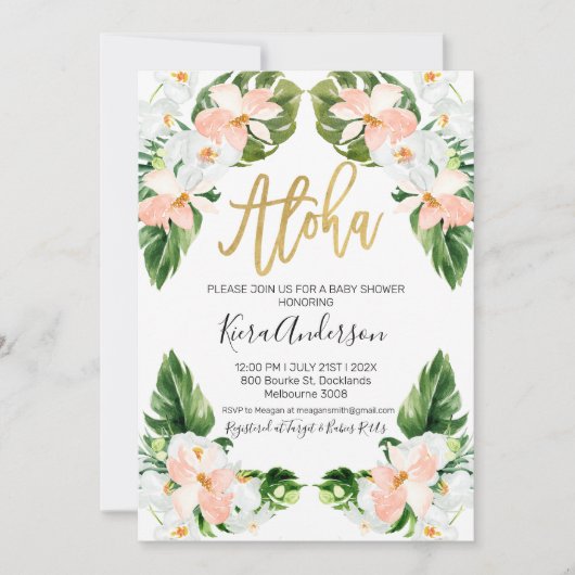Meisjes aloha tropisch baby shower kaart (Voorkant)