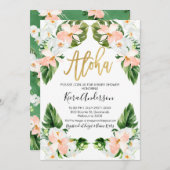 Meisjes aloha tropisch baby shower kaart (Voorkant / Achterkant)