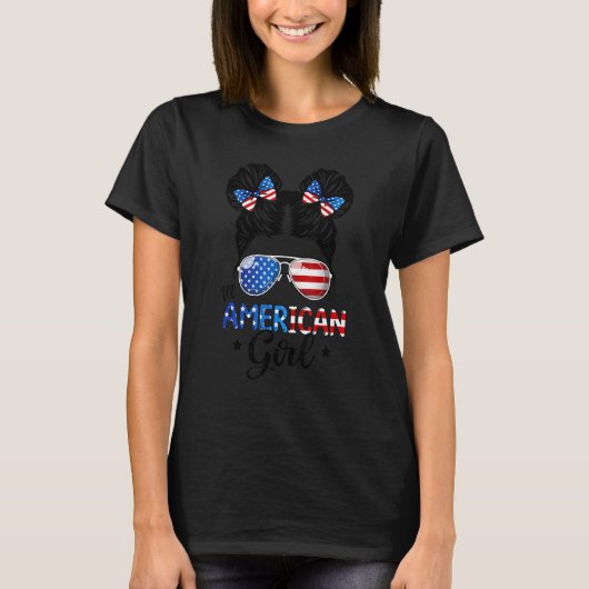 Meisjes Amerikaanse vlag Zonnebril 4th van juli Me T-shirt (Voorkant)