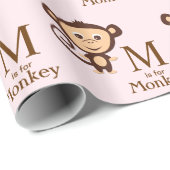 Meisjes Apen Baby Shower Cadeaupapier (Rol Hoek)