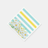 Meisjes Aqua Stripes met Gele Dagen en Naam Servetten (Hoek)