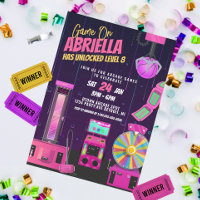 Meisjes Arcade Verjaardagsfeest Uitnodiging