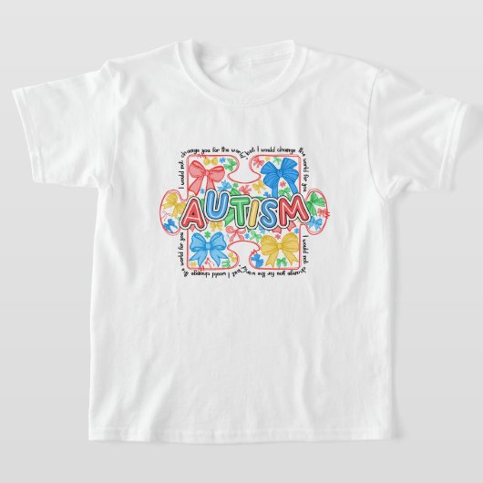 Meisjes Autisme Bewustzijn Puzzel Stuk Coquette T-shirt (Laagn)
