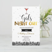 Meisjes avond uit vrijgezellenfeest uitnodiging (Staand voorkant)