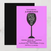 MEISJES AVOND UIT Wijnglas ELKE KLEUR Partij Kaart (Voorkant / Achterkant)