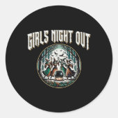 Meisjes avondje uit dansen heksen grappig Hallowee Ronde Sticker (Voorkant)