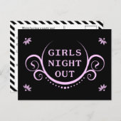 Meisjes avondje uit feest uitnodiging briefkaart (Voorkant / Achterkant)