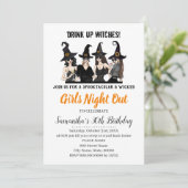 Meisjes avondje uit Heksen Halloween Party Kaart (Staand voorkant)