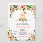 Meisjes Baby Giraffe Baby Douche Uitnodigingen (Voorkant / Achterkant)