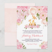 Meisjes Baby Giraffe Baby Douche Uitnodigingen (Voorkant / Achterkant)