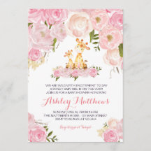 Meisjes Baby Giraffe Baby Douche Uitnodigingen