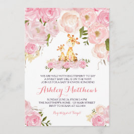 Meisjes Baby Giraffe Baby Douche Uitnodigingen