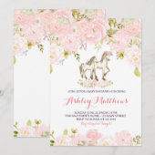 Meisjes Baby paard Baby Douche Uitnodigingen (Voorkant / Achterkant)