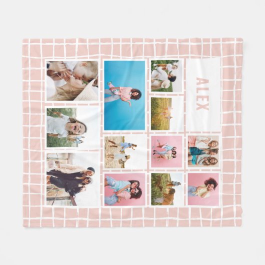 Meisjes baby roze 12 foto modern minimaal abstract fleece deken (Voorkant (Horizontaal))