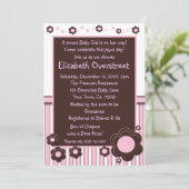 Meisjes Baby Roze en Modern Brown Daisy Flower Sho Kaart (Staand voorkant)