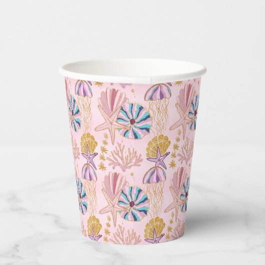 Meisjes Baby Roze onder het Zee Glittery Papieren Bekers (Rechts)