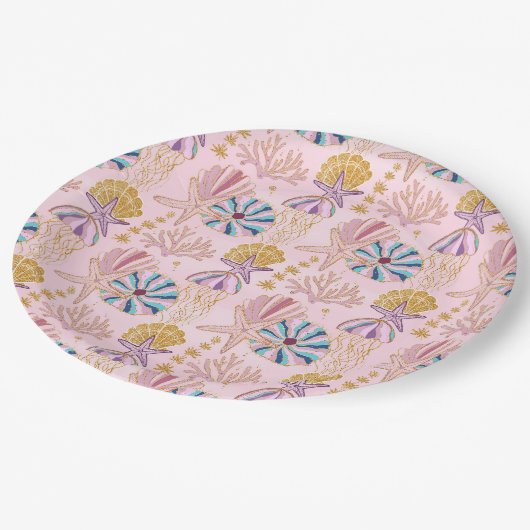 Meisjes Baby Roze onder het Zee Glittery Papieren Bordje (Gekanteld)