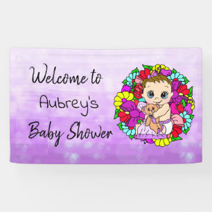 Meisjes Baby shower Banner, baby Girl Paars Spandoek