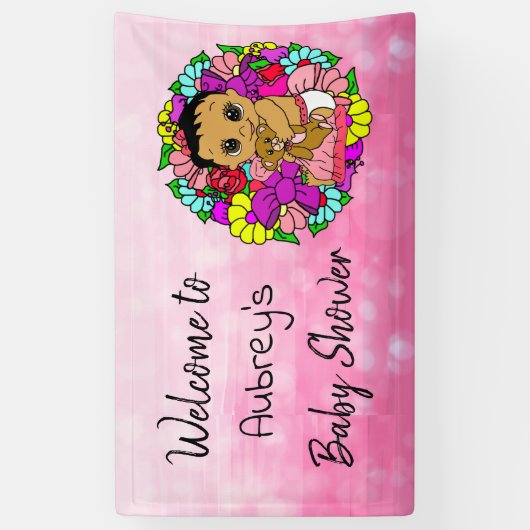 Meisjes Baby shower Banner, Etnische babymeisje Ro Spandoek (Verticaal)