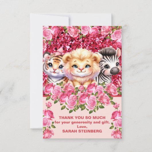 Meisjes Baby shower Bedankt Kaarten (Voorkant)