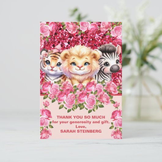 Meisjes Baby shower Bedankt Kaarten (Staand voorkant)