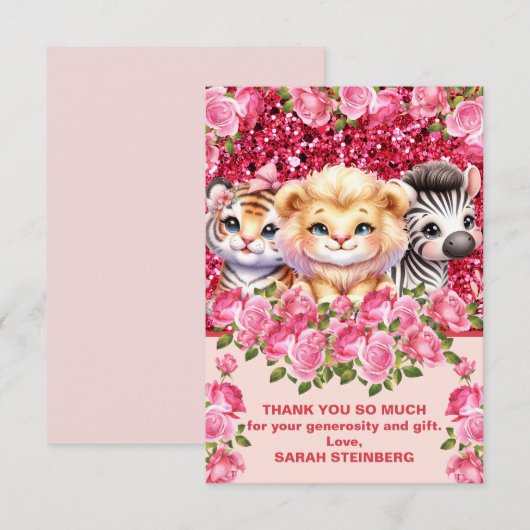 Meisjes Baby shower Bedankt Kaarten (Voorkant / Achterkant)