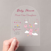 Meisjes Baby shower Clear Acryl Uitnodiging Kaart  (Insitu (Draagbaar))